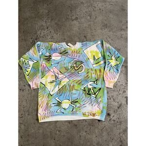 Vintage V.C. Torias For Fred Segal 87 Hand Painted Abstract Art Sweatshirt Rare‎
